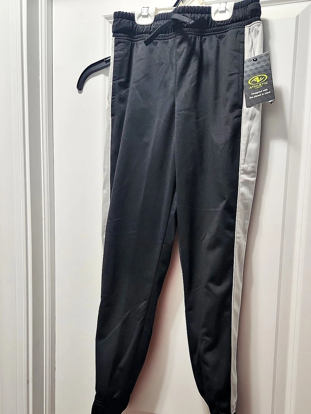 Athletic Works Boy's Track Joggers in Black & Gray NWT
